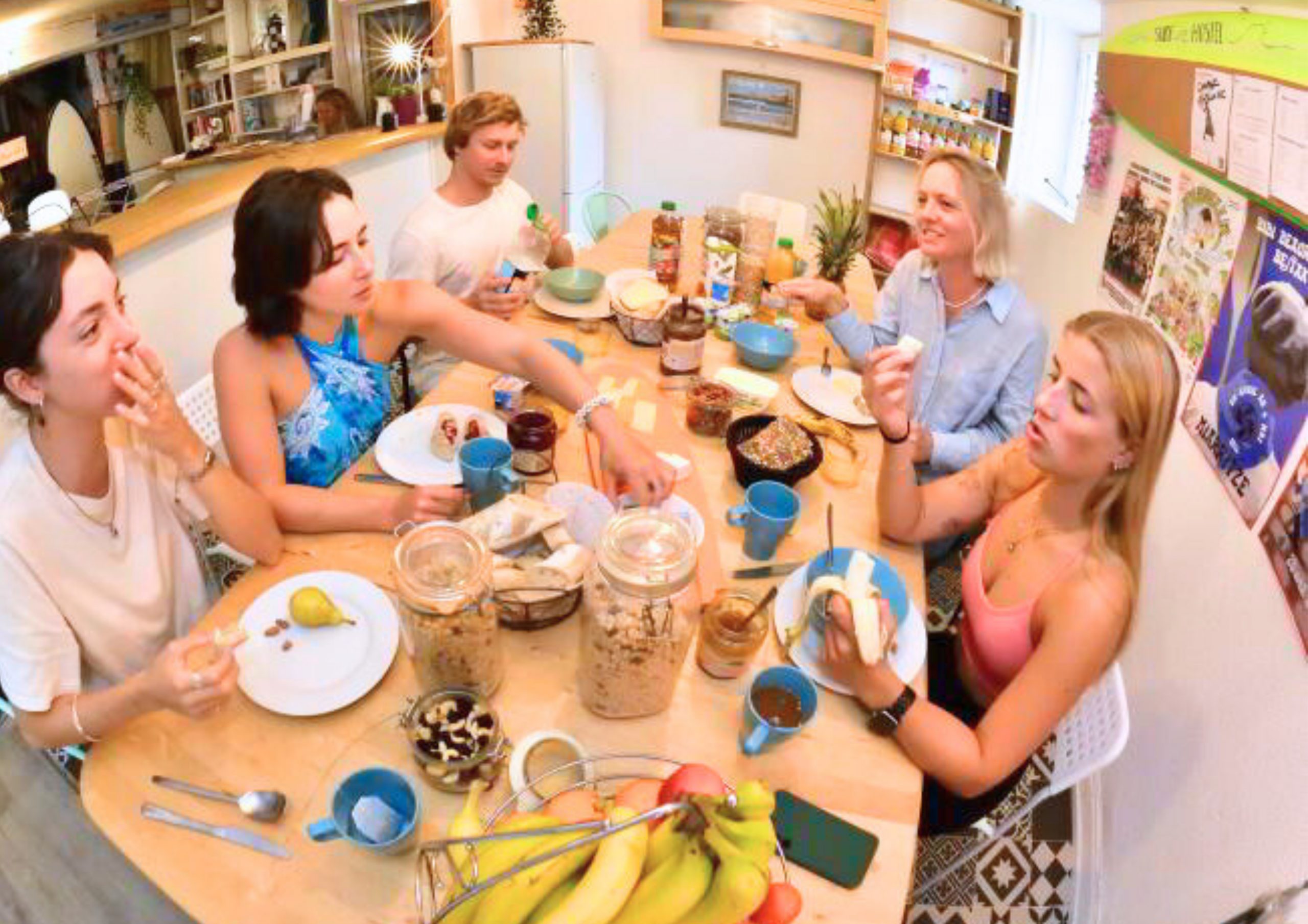 Guests Having BreakFast in hostel principal Guests Having BreakFast in hostel principal