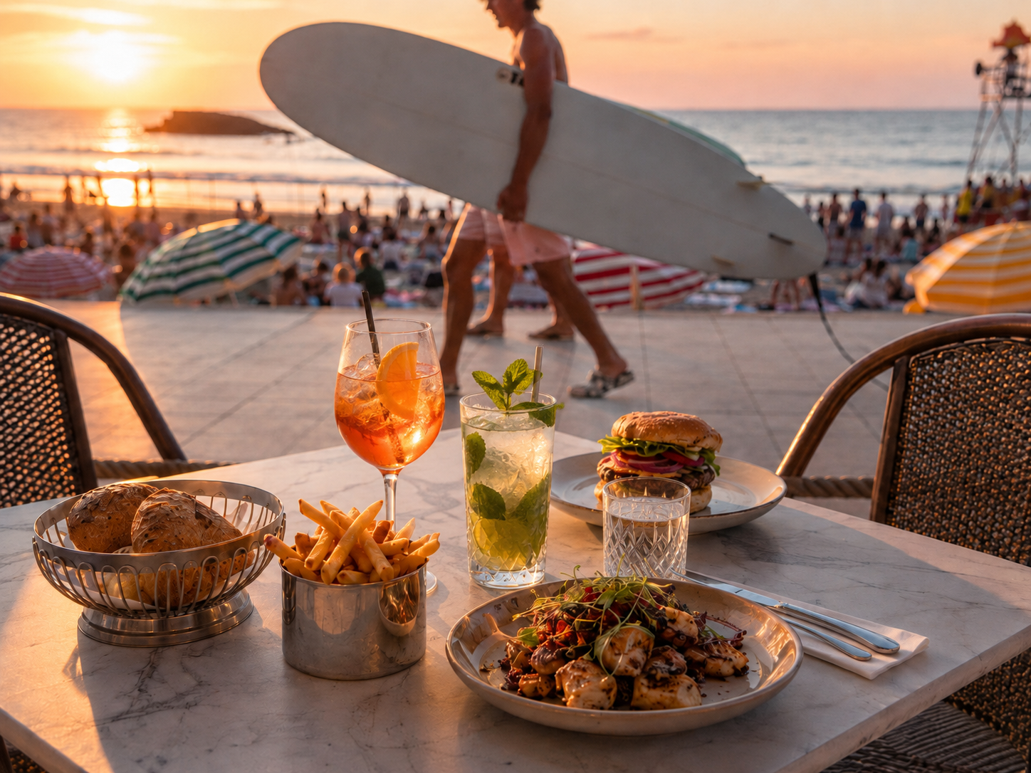 Terrace of a bar and restaurant in Biarritz